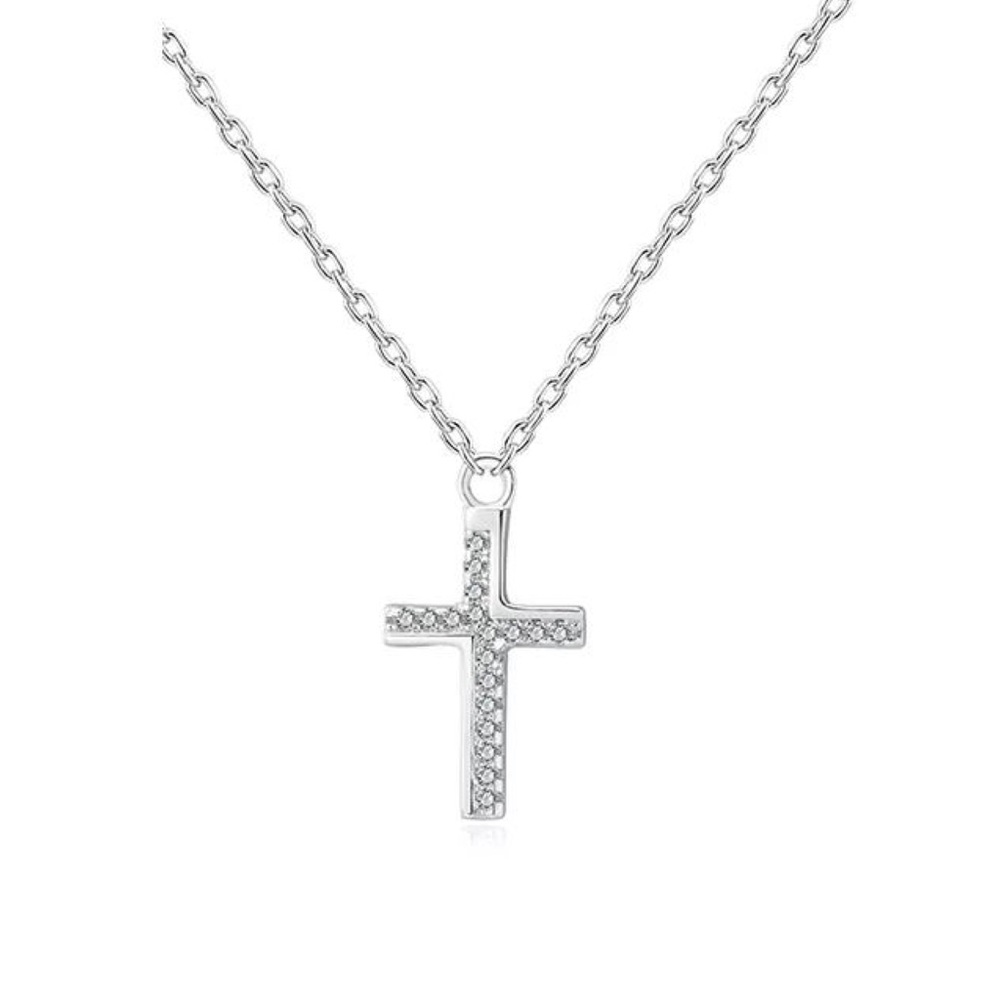 White Gold Cross  • 14K Gold Cross • Cross • Dainty Necklace • Sterling Silver